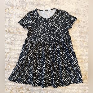 H&M Black Short-Sleeve Tiered Spot Dress
